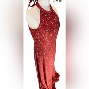 Styleword NWT Halter neck Maxi Dress Red White Polka Dot Large pretty woman